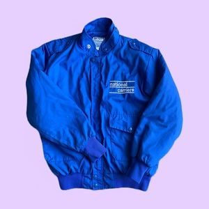 Vintage 90s Bright Electric Blue Workwear Bomber Jacket 🔥